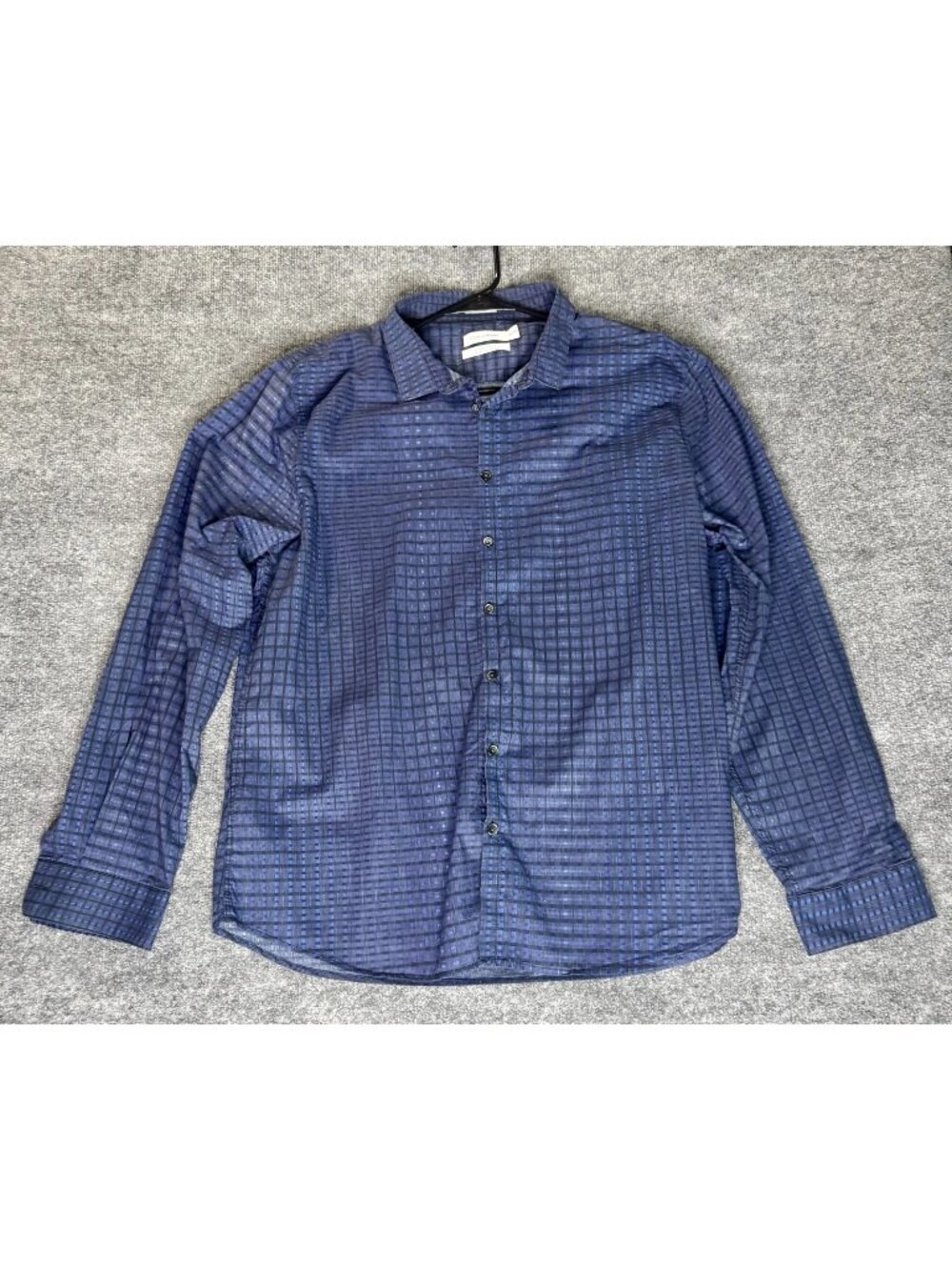 Calvin Klein Shirt Mens XXL Blue Check Long Sleeve Button Up Extreme Slim Fit